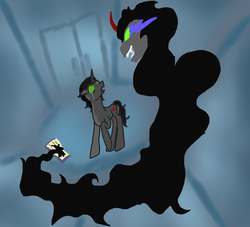 Size: 1100x1000 | Tagged: safe, artist:nowheregirl14, king sombra, umbrum, a tale of one shadow, g4, book, crying, dark magic, magic, shadow, sombra eyes, sombra's cutie mark