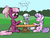 Size: 1200x900 | Tagged: safe, artist:whydomenhavenipples, cheerilee, diamond tiara, silver spoon, earth pony, pony, g4, dialogue, female, filly, foaldom, glasses, mare, sleeping pills, table, tea, tea party