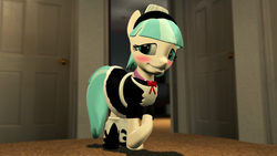 Size: 1920x1080 | Tagged: safe, artist:egstudios93, coco pommel, g4, 3d, blushing, canny mountain, clothes, female, gmod, maid, solo