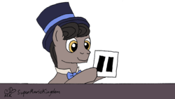 Size: 1105x622 | Tagged: safe, artist:mkogwheel, eleventh hour, earth pony, pony, g4, leap of faith, doctor who, eleventh doctor, hat, lyra's score, male, meme, solo, stallion, top hat