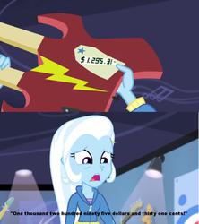 Size: 1019x1147 | Tagged: safe, edit, edited screencap, screencap, trixie, equestria girls, g4, guitar centered, my little pony equestria girls: rainbow rocks, guitar, humanized, one thousand two hundred ninety five dollars and thirty one cents, reference, super mario bros., super mario world, text