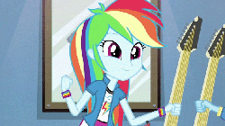 Size: 620x348 | Tagged: safe, screencap, rainbow dash, equestria girls, g4, guitar centered, my little pony equestria girls: rainbow rocks, animated, electric guitar, female, guitar, musical instrument, solo