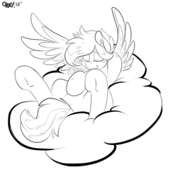 Size: 1280x1335 | Tagged: safe, artist:chocoscotch, artist:kure, oc, oc only, cloud, sleeping, solo, underhoof