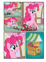 Size: 1745x2321 | Tagged: safe, artist:nayolfa, applejack, pinkie pie, comic:clean up on smile five, g4, apple, applejack's hat, basket, comic, cowboy hat, food, hat, scared, smiling