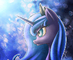 Size: 640x529 | Tagged: safe, artist:shydale, princess luna, alicorn, pony, g4, angry, animated, bust, ears back, female, frown, gif, glare, gritted teeth, horn, jewelry, mare, portrait, profile, regalia, s1 luna, solo, tiara