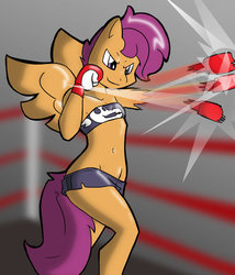 Size: 550x642 | Tagged: safe, artist:theburningdonut, scootaloo, anthro, g4, boxing, breasts, delicious flat chest, female, solo