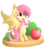 Size: 2500x2800 | Tagged: safe, artist:kyodashiro, fluttershy, pony, g4, apple, bipedal, cute, dirt cube, fangs, female, flutterbat, high res, open mouth, shyabetes, smiling, solo, spread wings