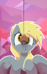 Size: 1000x1545 | Tagged: safe, artist:darkflame75, derpy hooves, pegasus, pony, g4, bait, drool, eyes on the prize, female, fishing, mare, muffin, solo
