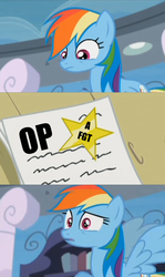 Size: 610x1024 | Tagged: safe, edit, screencap, rainbow dash, g4, testing testing 1-2-3, op is a faggot