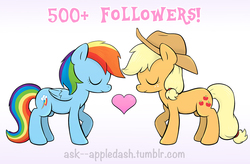 Size: 900x590 | Tagged: safe, artist:spiralshockwave, applejack, rainbow dash, ask appledash!, g4, female, heart, lesbian, ship:appledash, shipping