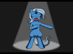 Size: 490x360 | Tagged: safe, artist:kyonsylar, trixie, pony, pony pov series, g4, alex warlorn, bipedal, fanfic, female, reharmonized ponies, solo, spotlight