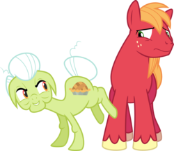 Size: 1420x1237 | Tagged: safe, artist:jeatz-axl, big macintosh, granny smith, earth pony, pony, g4, leap of faith, .svg available, do not want, male, missing accessory, simple background, stallion, svg, transparent background, vector