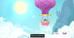 Size: 1600x830 | Tagged: safe, screencap, spike, twilight sparkle, g4, hot air balloon, hub logo, intro, meme, mom, twinkling balloon, youtube caption