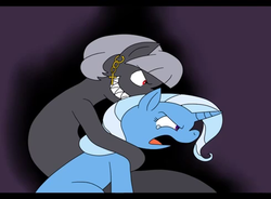 Size: 490x360 | Tagged: safe, artist:kyonsylar, trixie, oc, oc:loneliness, pony pov series, g4, alex warlorn, fanfic, reharmonized ponies