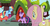 Size: 1600x830 | Tagged: safe, screencap, fluttershy, rainbow dash, twilight sparkle, alicorn, goose, pony, g4, my little pony: friendship is magic, testing testing 1-2-3, animal, drool, female, flying, frown, glare, golden oaks library, hub logo, mare, meme, raised hoof, raspberry, spit, tongue out, twilight sparkle (alicorn), youtube caption