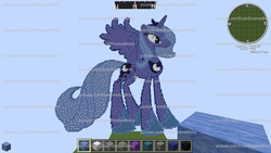 Size: 854x480 | Tagged: safe, artist:duskshadowbrony, princess luna, g4, female, game screencap, minecraft, minecraft pixel art, pixel art, princess, solo