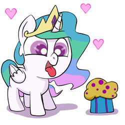 Size: 708x708 | Tagged: safe, artist:felixpheonix66, princess celestia, g4, cute, cutelestia, female, muffin, solo, tongue out, younger