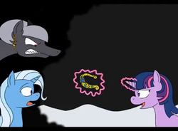 Size: 490x360 | Tagged: safe, artist:kyonsylar, trixie, twilight sparkle, oc, oc:loneliness, pony pov series, g4, alex warlorn, fanfic, reharmonized ponies