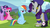 Size: 1920x1080 | Tagged: safe, screencap, pinkie pie, rainbow dash, rarity, twilight sparkle, alicorn, earth pony, pegasus, pony, unicorn, g4, my little pony: friendship is magic, testing testing 1-2-3, :3, ancient wonderbolts uniform, boots, clothes, female, hat, hub logo, mare, sgt. rarity, shoes, sitting, smiling, tail, tail hole, twilight sparkle (alicorn), uniform