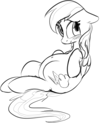 Size: 492x604 | Tagged: safe, artist:dotkwa, rainbow dash, g4, chubby, female, grayscale, monochrome, sketch, solo