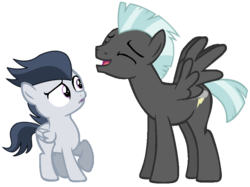Size: 790x592 | Tagged: safe, artist:dreamcasterpegasus, rumble, thunderlane, pegasus, pony, g4, brothers, colt, duo, duo male, male, simple background, stallion, transparent background