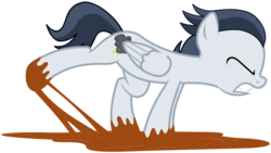Size: 2176x1226 | Tagged: safe, artist:dreamcasterpegasus, rumble, pegasus, pony, g4, male, older, older rumble, sap, simple background, solo, stuck, teenager, transparent background