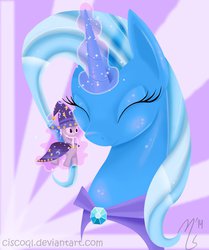 Size: 817x978 | Tagged: safe, artist:ciscoql, star swirl the bearded, trixie, pony, unicorn, g4, cute, doll, female, magic, male, mare, stallion