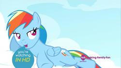 Size: 1280x720 | Tagged: safe, screencap, rainbow dash, pony, g4, testing testing 1-2-3, female, lidded eyes, solo