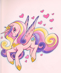 Size: 2208x2640 | Tagged: safe, artist:sovemis, princess cadance, g4, female, heart, solo, traditional art
