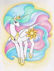 Size: 2377x3139 | Tagged: safe, artist:sovemis, princess celestia, g4, female, solo, traditional art