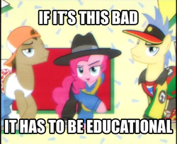 Size: 582x475 | Tagged: safe, doctor whooves, goldengrape, pinkie pie, sir colton vines iii, time turner, earth pony, pony, g4, season 4, testing testing 1-2-3, female, image macro, male, meme, rap, rapper pie, the simpsons