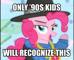 Size: 582x475 | Tagged: safe, screencap, pinkie pie, g4, testing testing 1-2-3, '90s, female, image macro, meme, rap, rapper pie, solo