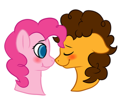 Size: 709x569 | Tagged: safe, artist:fangkittyartist, cheese sandwich, pinkie pie, g4, blushing, female, male, portrait, ship:cheesepie, shipping, smiling, straight