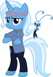 Size: 1595x2288 | Tagged: safe, artist:zacatron94, trixie, breezie, pony, g4, alternate hairstyle, austin powers, austin powers in goldmember, bipedal, breeziefied, cholo, clone, clothes, dr. evil, gangsta, headband, homie, lula, mini-me, mini-me (austin powers), pants, ponytail, scene parody, self ponidox, shirt, simple background, standing, transparent background, vector