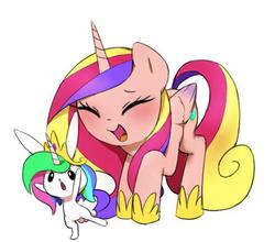 Size: 468x411 | Tagged: dead source, safe, artist:30clock, angel bunny, princess cadance, pony, g4, testing testing 1-2-3, angelestia