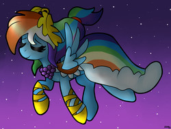 Size: 2400x1800 | Tagged: safe, artist:monnarcha, rainbow dash, g4, clothes, dress, female, flying, gala dress, solo