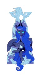 Size: 900x1558 | Tagged: safe, artist:cosmichat, princess luna, g4, crossed legs, female, looking at you, simple background, solo, throne, transparent background