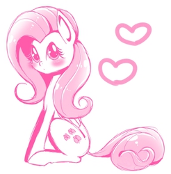 Size: 768x780 | Tagged: safe, artist:kiriya, fluttershy, g4, female, monochrome, simple background, solo