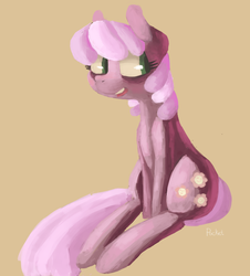 Size: 1041x1153 | Tagged: dead source, safe, artist:berrydrops, cheerilee, earth pony, pony, g4, female, mare, simple background, sitting, solo