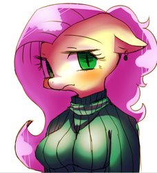 Size: 698x765 | Tagged: safe, artist:misocha, fluttershy, anthro, g4, clothes, female, pixiv, solo, sweater, sweatershy