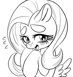 Size: 949x1000 | Tagged: safe, artist:nekubi, fluttershy, g4, eyebrows, female, grayscale, lineart, monochrome, solo, thick eyebrows