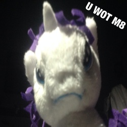 Size: 1000x1000 | Tagged: safe, rarity, g4, funrise, irl, photo, plushie, u wot m8