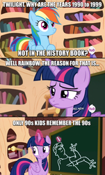 Size: 638x1055 | Tagged: safe, rainbow dash, twilight sparkle, alicorn, pony, g4, testing testing 1-2-3, '90s, 90s nick, comic, female, image macro, mare, meme, twilight sparkle (alicorn)