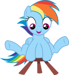 Size: 6000x6531 | Tagged: safe, artist:dasprid, rainbow dash, pony, g4, testing testing 1-2-3, absurd resolution, cute, dashabetes, female, simple background, solo, stool, stooldash, transparent background, vector