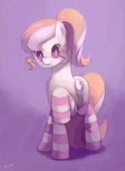 Size: 1265x1730 | Tagged: safe, artist:amy30535, oc, oc only, oc:cuddle bug, pegasus, pony, clothes, socks, solo, striped socks