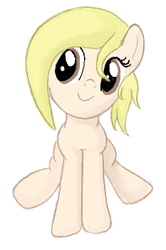 Size: 233x351 | Tagged: safe, artist:woox, oc, oc only, oc:dizzy cream, blonde, brown eyes, cute, female, filly, sitting, solo