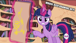 Size: 1280x720 | Tagged: safe, edit, edited screencap, screencap, twilight sparkle, duck, g4, testing testing 1-2-3, 1000 hours in ms paint, all new, centerfold, grammar error, image macro, meme, ms paint, op, op is a duck, rainbow dash's centerfold, text, twilight sparkle (alicorn), who's been drawing dicks