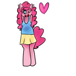 Size: 500x500 | Tagged: safe, artist:sadyuri, pinkie pie, earth pony, anthro, g4, clothes, female, skirt, solo, tank top