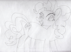 Size: 3496x2552 | Tagged: safe, artist:chris05478, pinkie pie, g4, female, high res, monochrome, sketch, solo, traditional art