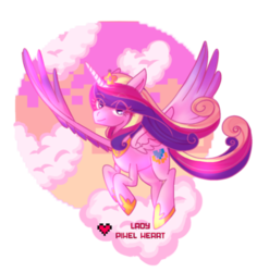 Size: 400x423 | Tagged: safe, artist:ladypixelheart, princess cadance, alicorn, pony, g4, cloud, cloudy, female, simple background, solo, transparent background
